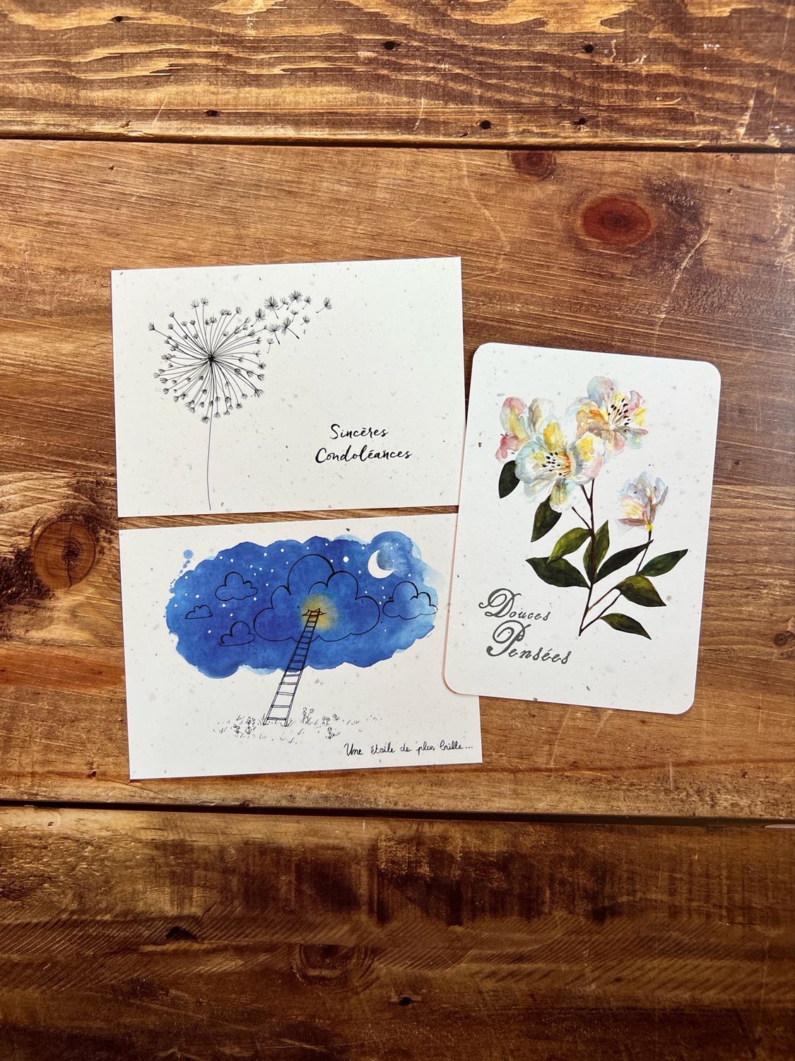 Cartes de sincères condoléances illustrées – Douces pensées Cartes de sincères condoléances illustrées – Douces pensées