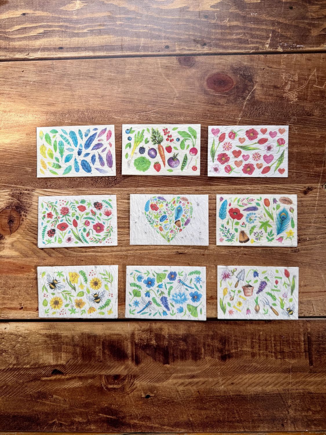 Mini cartes à planter au choix illustrées à l’aquarelle 8,4 x 5,4 cm