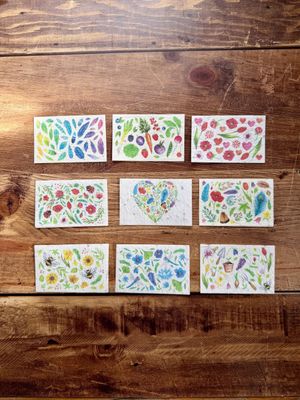 Mini cartes à planter au choix illustrées à l’aquarelle 8,4 x 5,4 cm