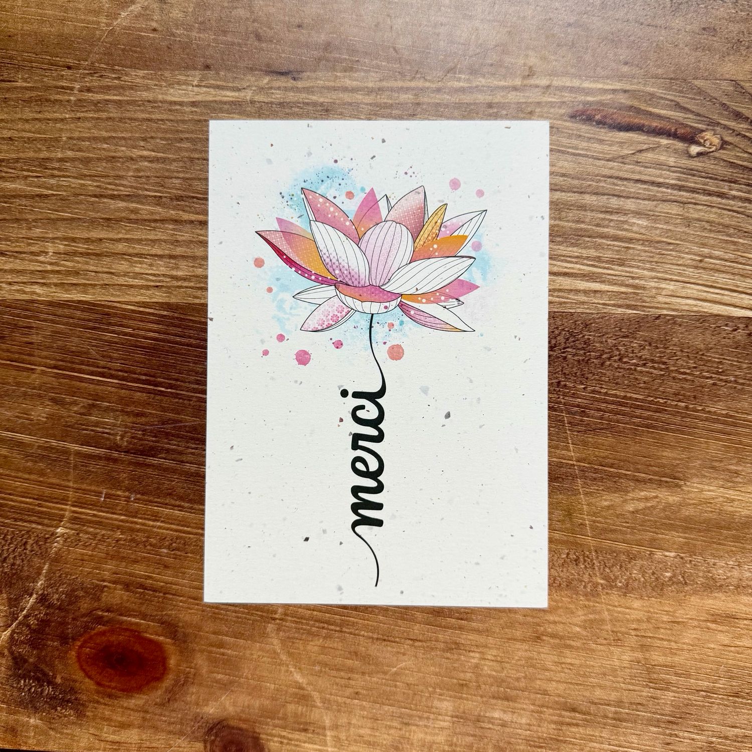 Carte Merci en papier chutes de bulbes de tulipes, Illustration :: Merci lotus - Nidillus