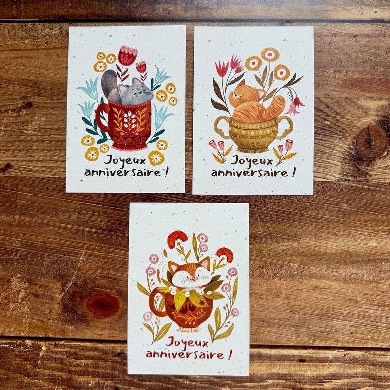 Carte Joyeux Anniversaire Chat – Papier Bulbes de Tulipes | lixy.illustrations Carte Joyeux Anniversaire Chat – Papier Bulbes de Tulipes | lixy.illustrations