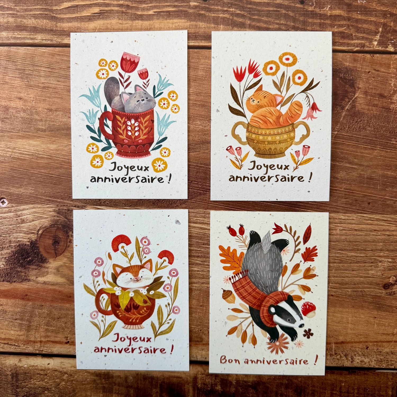 Carte Joyeux Anniversaire Chat – Papier Bulbes de Tulipes par lixy.illustrations