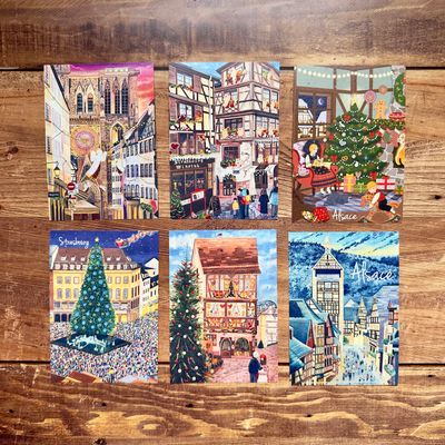 Carte de Noël d’Alsace Illustration Solveig Sauvage (6 modèles au choix) Carte de Noël d’Alsace Illustration Solveig Sauvage (6 modèles au choix)