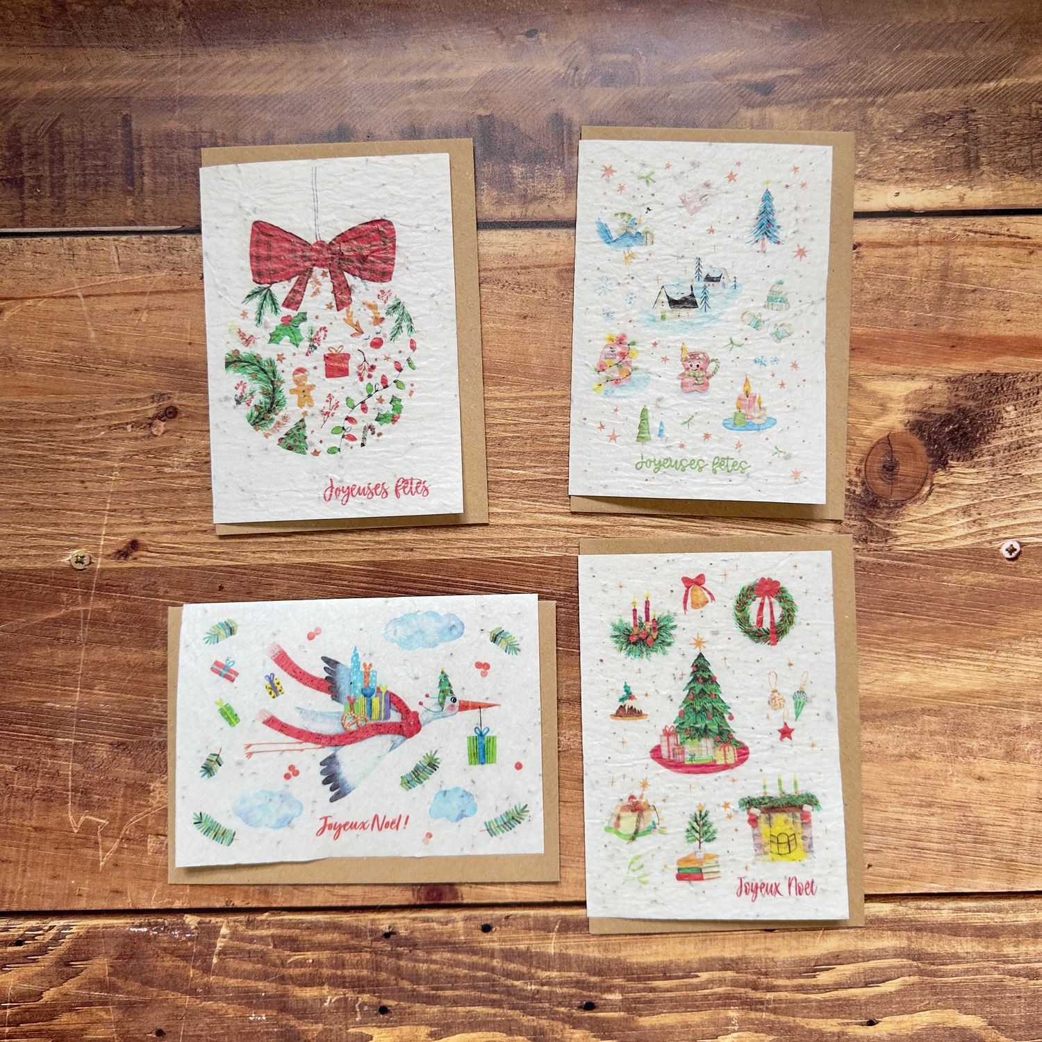 Cartes de Noël à planter, illustrée à l'aquarelle (4 modèles aux choix) Cartes de Noël à planter, illustrée à l'aquarelle (4 modèles aux choix)
