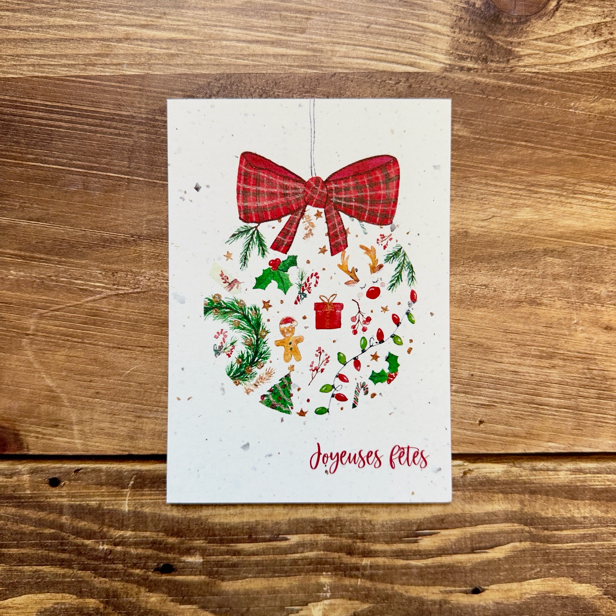 Cartes de Noël illustrées papier chutes de bulbes de tulipes - 4 modèles