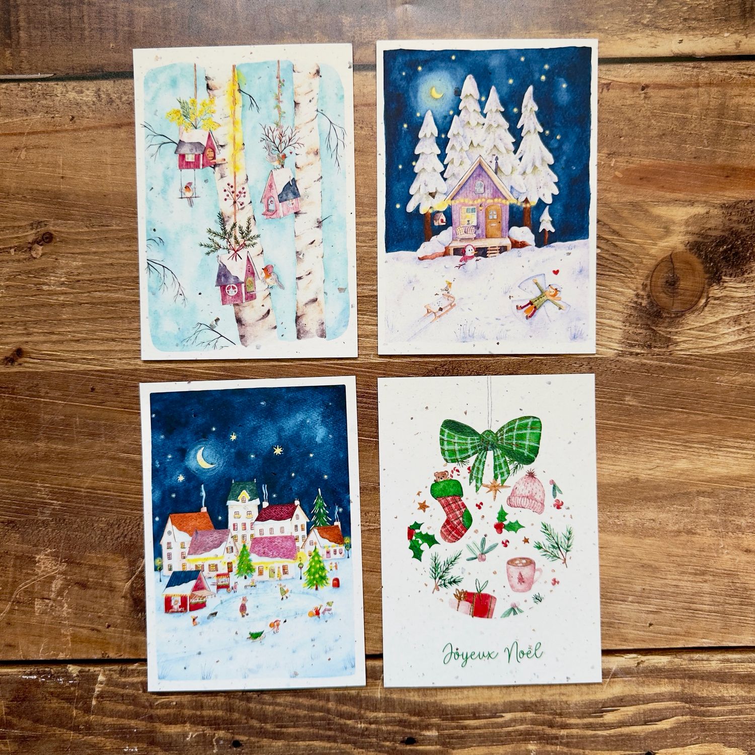 Carte de Noël en papier recyclé tulipe | Illustrations au choix Carte de Noël en papier recyclé tulipe | Illustrations au choix