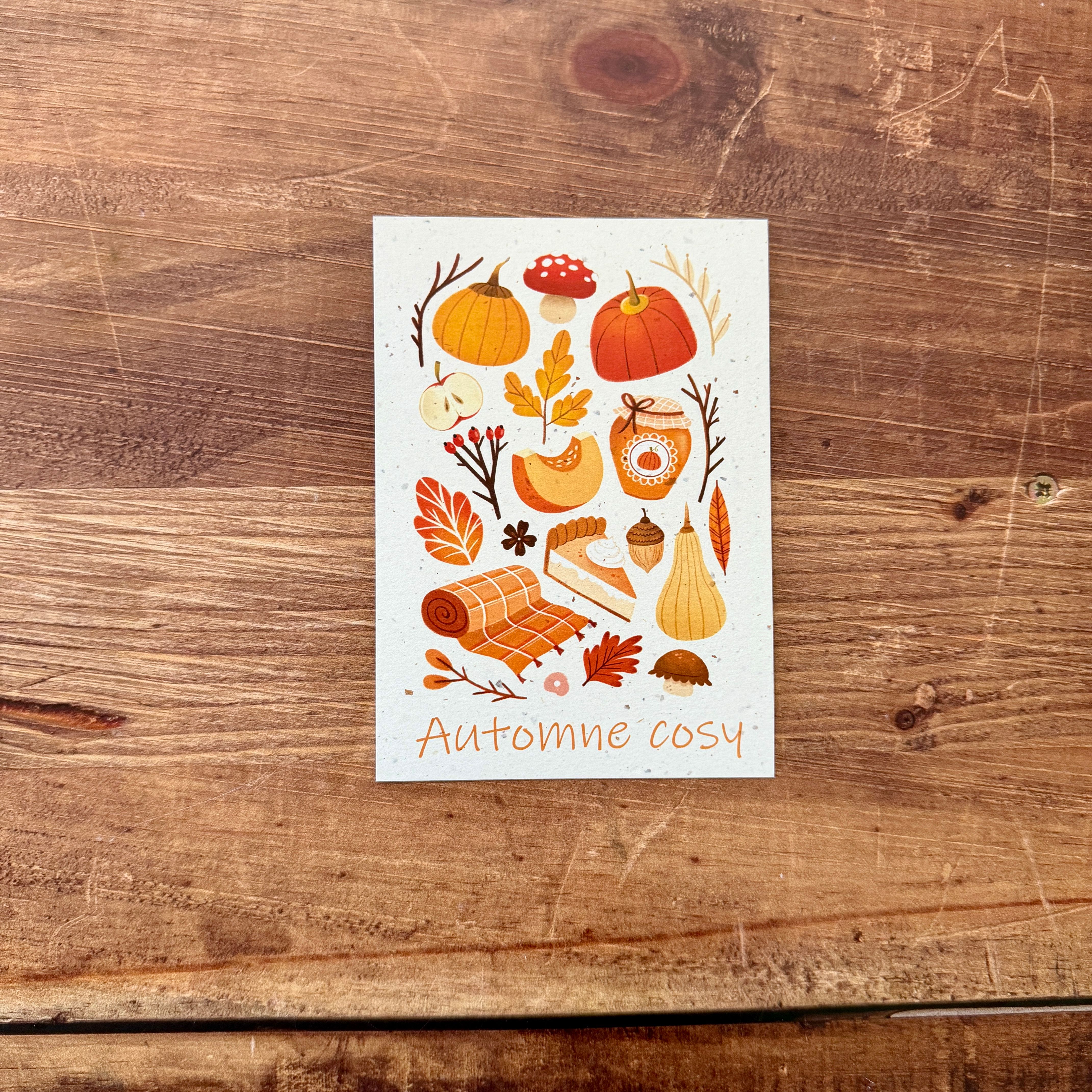 Carte illustrée d'automne – papier recyclé bulbes de tulipes – 3 modèles au choix