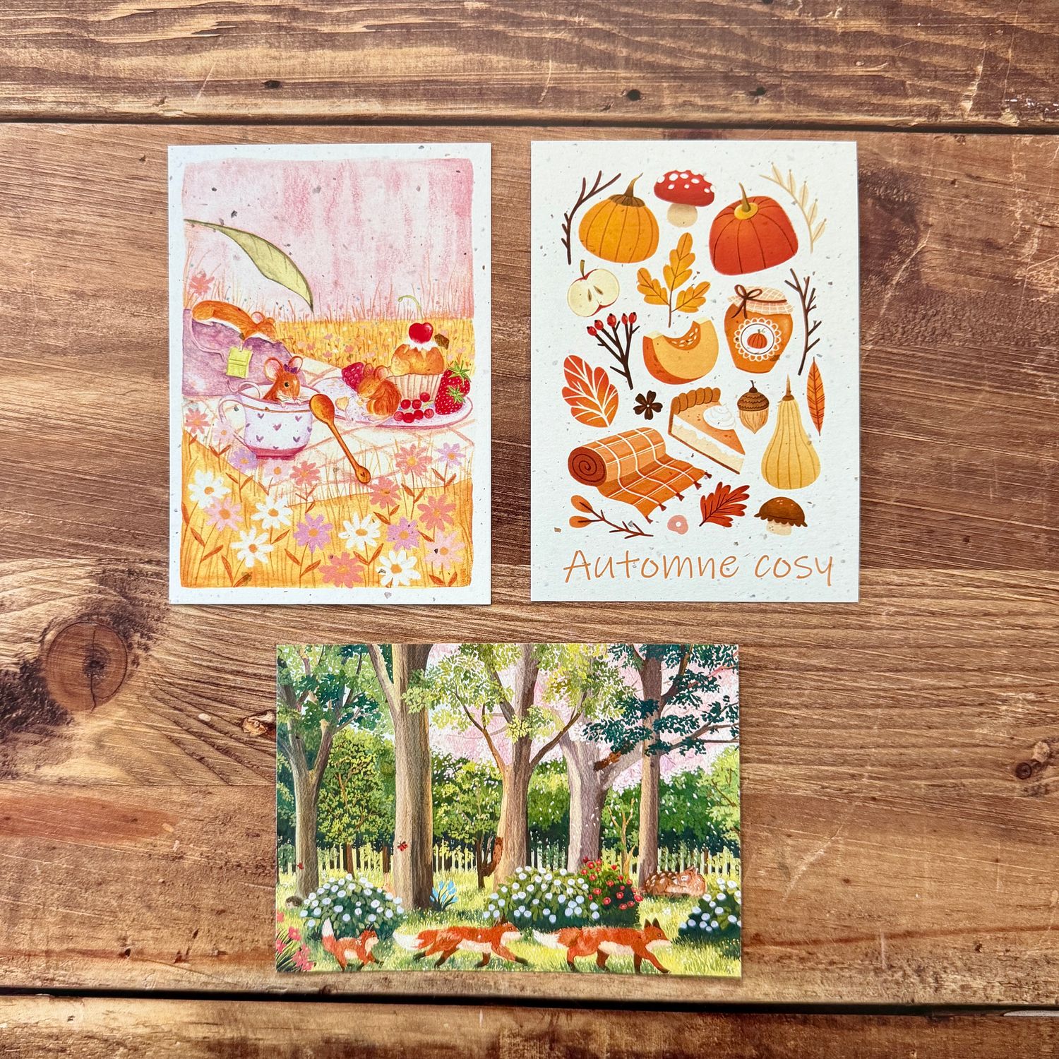 Carte illustrée d'automne – papier recyclé bulbes de tulipes – 3 modèles au choix Carte illustrée d'automne – papier recyclé bulbes de tulipes – 3 modèles au choix