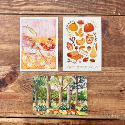 Carte illustrée d'automne – papier recyclé bulbes de tulipes – 3 modèles au choix Carte illustrée d'automne – papier recyclé bulbes de tulipes – 3 modèles au choix