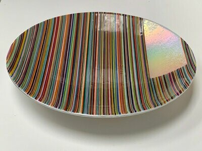 Stripes Rainbow - Fused Glass - Large Centrepiece Bowl - Multi Colours on White