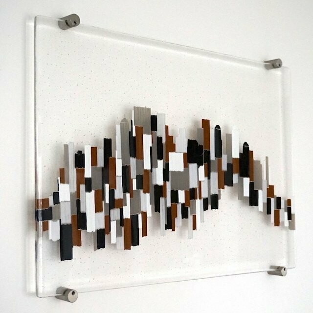 Concrete Jungle, NYC - Fused Glass Wall Art -Monochrome, Brown