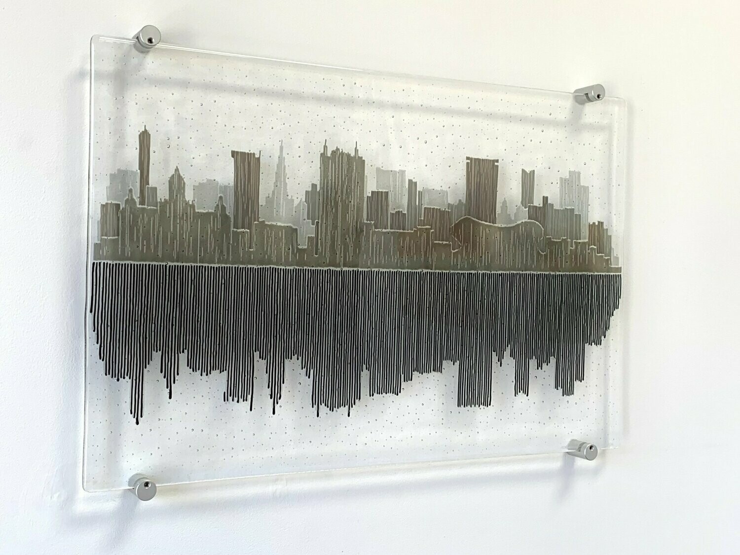 Brum - Fused Glass Wall Art - Greyscale