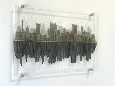 Brum - Fused Glass Wall Art - Greyscale