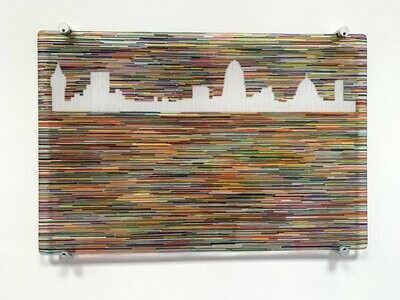 London Town - Fused Glass Wall Art - Multi Colours, White