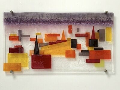 Coventry - Fused Glass Wall Art - Warm Colours, Purple
