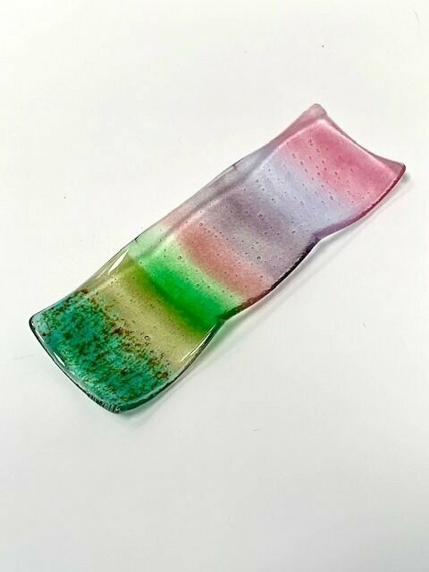 Abstract Landscapes - Nibble Plate - Fused Glass - Pink, Purple, Green