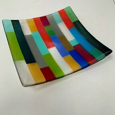 Lustre Stripes - Fused Glass -Large Square - Various Colours