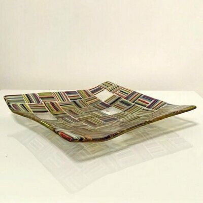 Patchwork Stripes - Fused Glass - Large Angled Square - Multi Colours