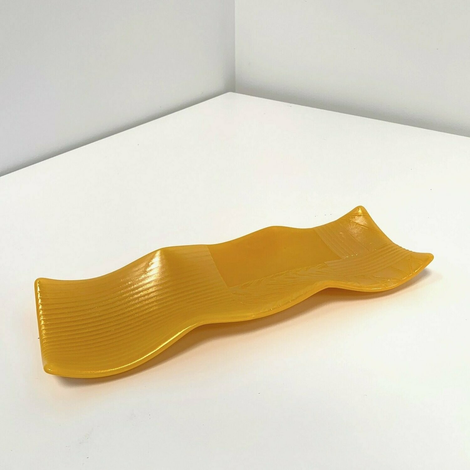 Patchwork Lustre - Fused Glass - Nibble Plate - Marigold Yellow