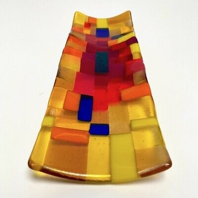Enclosures - Heatwave - Fused Glass - Nibble Plate - Gold, Orange, Red, Yellow, Blue