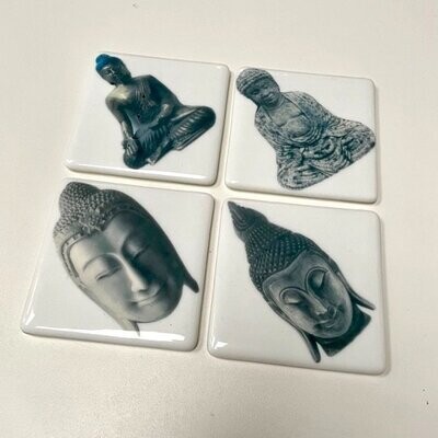 Buddha - Fused Glass - Coasters -Photography - Set of Four