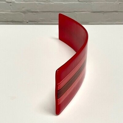Haiku - Fused Glass - Curved Artwork - Red, Black, White