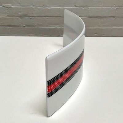 Haiku - Curved Fused Glass Light Catcher - White, Black and Red