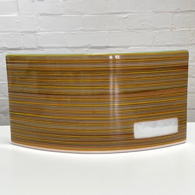 Stripes - Rainbow -Fused Glass - Large Curved Light Catcher - Multi Colours on White