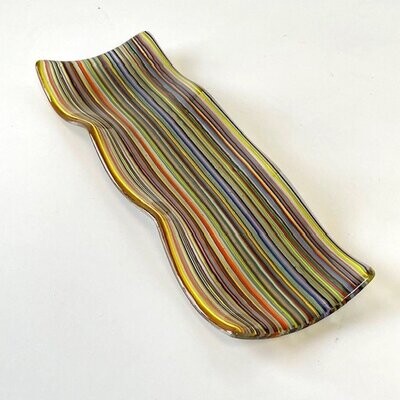 Stripes - Fused Glass - Nibble Plate - Multi Colours