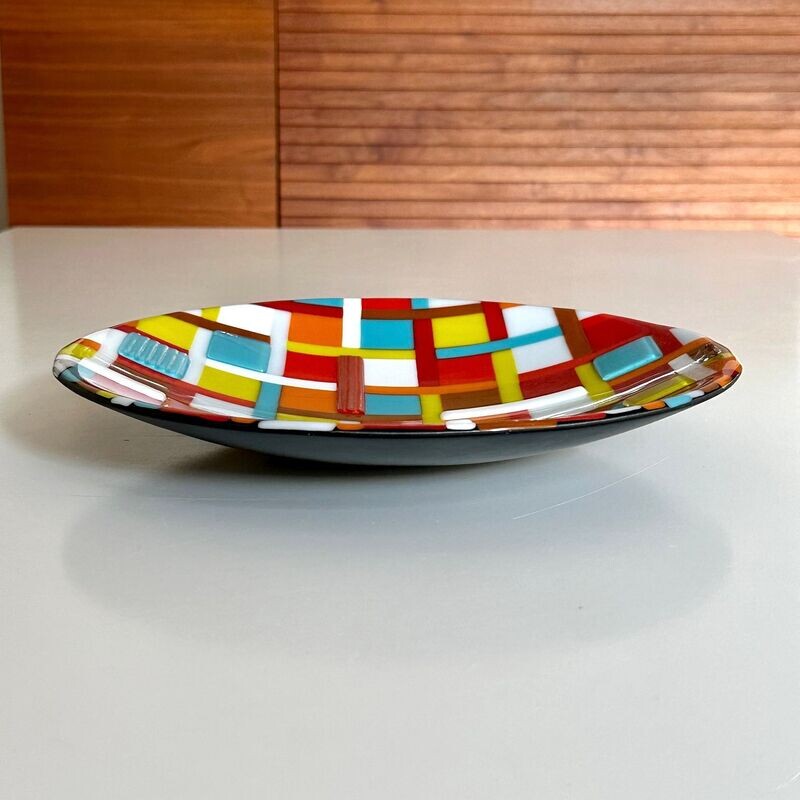 Metropolis - Fused Glass - Centrepiece Bowl - Various Colours on Black Glass
