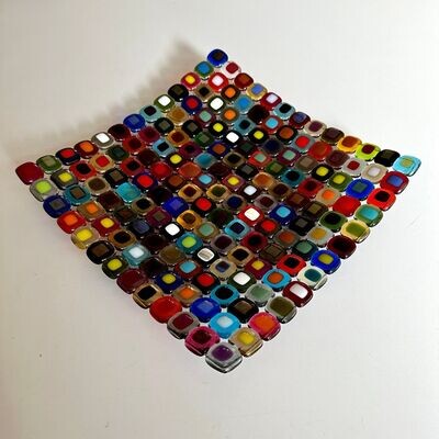 Jewels - Fused Glass - Large Square Artwork - Multi Colours