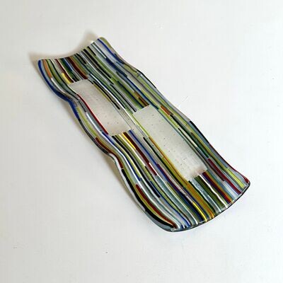Interference Rainbow - Fused Glass - Nibble Plate - Multi Colours, Clear Iridescent