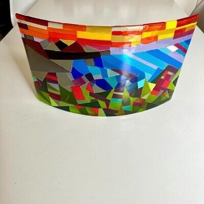 Bali - Fused Glass - Curved Light Catcher - Multi Colours