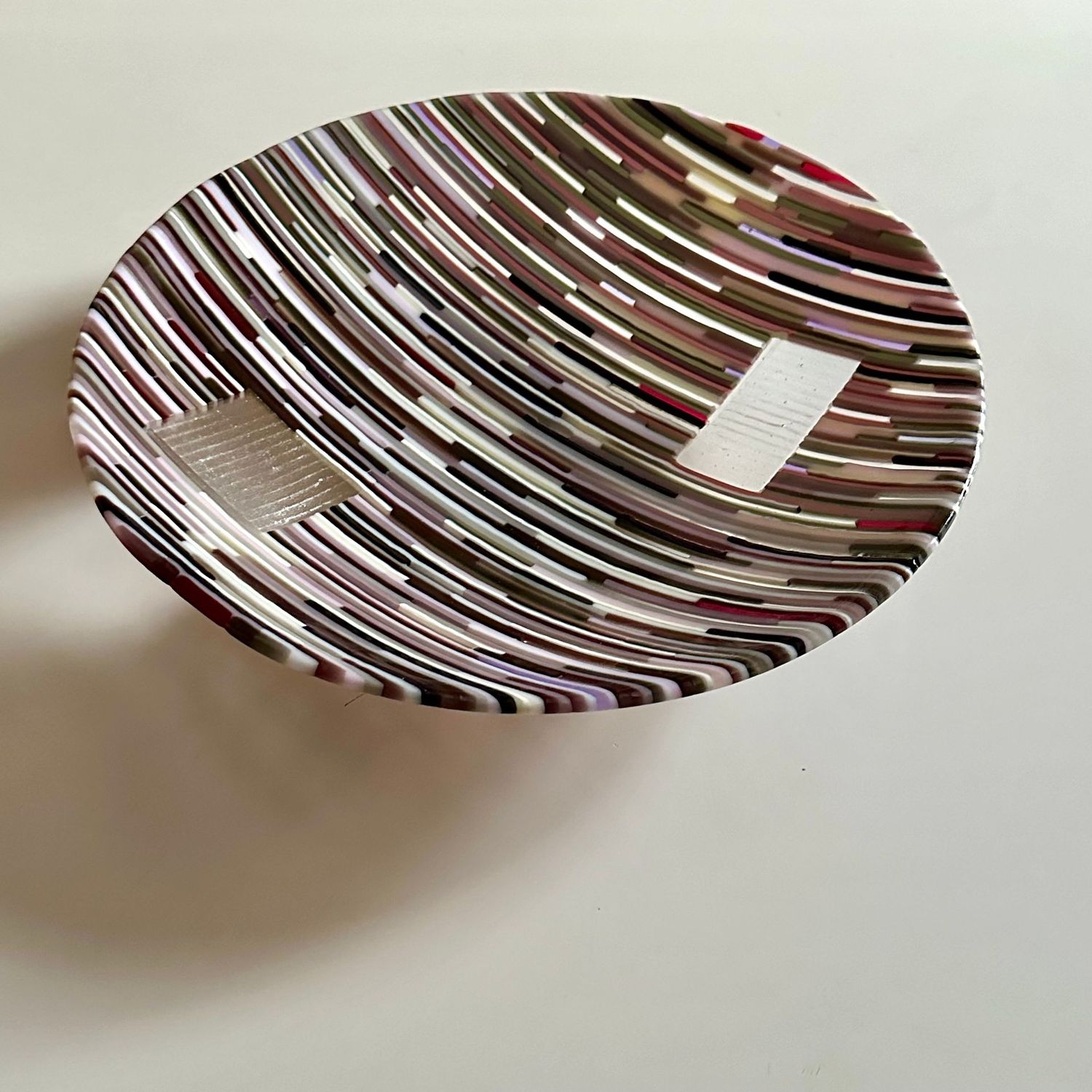 Passing Shapes - Fused Glass - Large Centrepiece Bowl - Purple, Pink, White