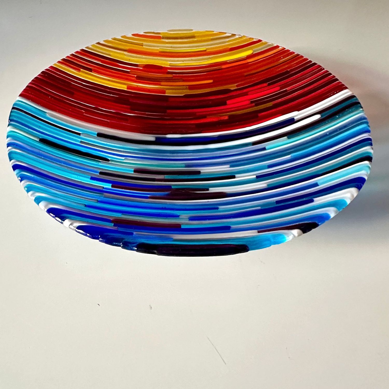 Sunset - Fused Glass - Large Centrepiece Bowl - Blues, Warm