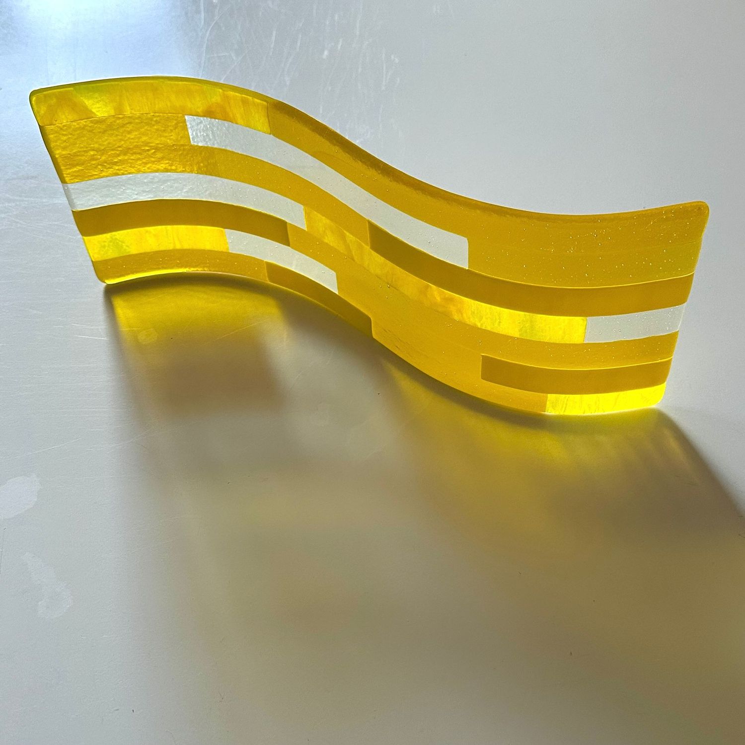 Lustre Stripes - Fused Glass - Light Catcher - Yellow