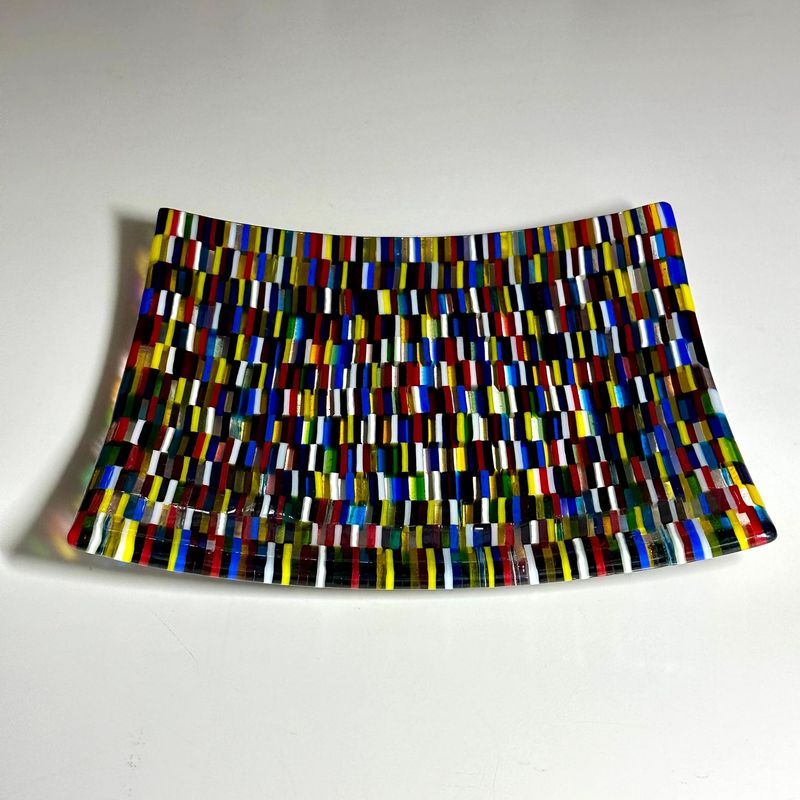 Aztec - Fused Glass - Large Square Artwork - Multi Colours Aztec - Fused Glass - Large Square Artwork - Multi Colours