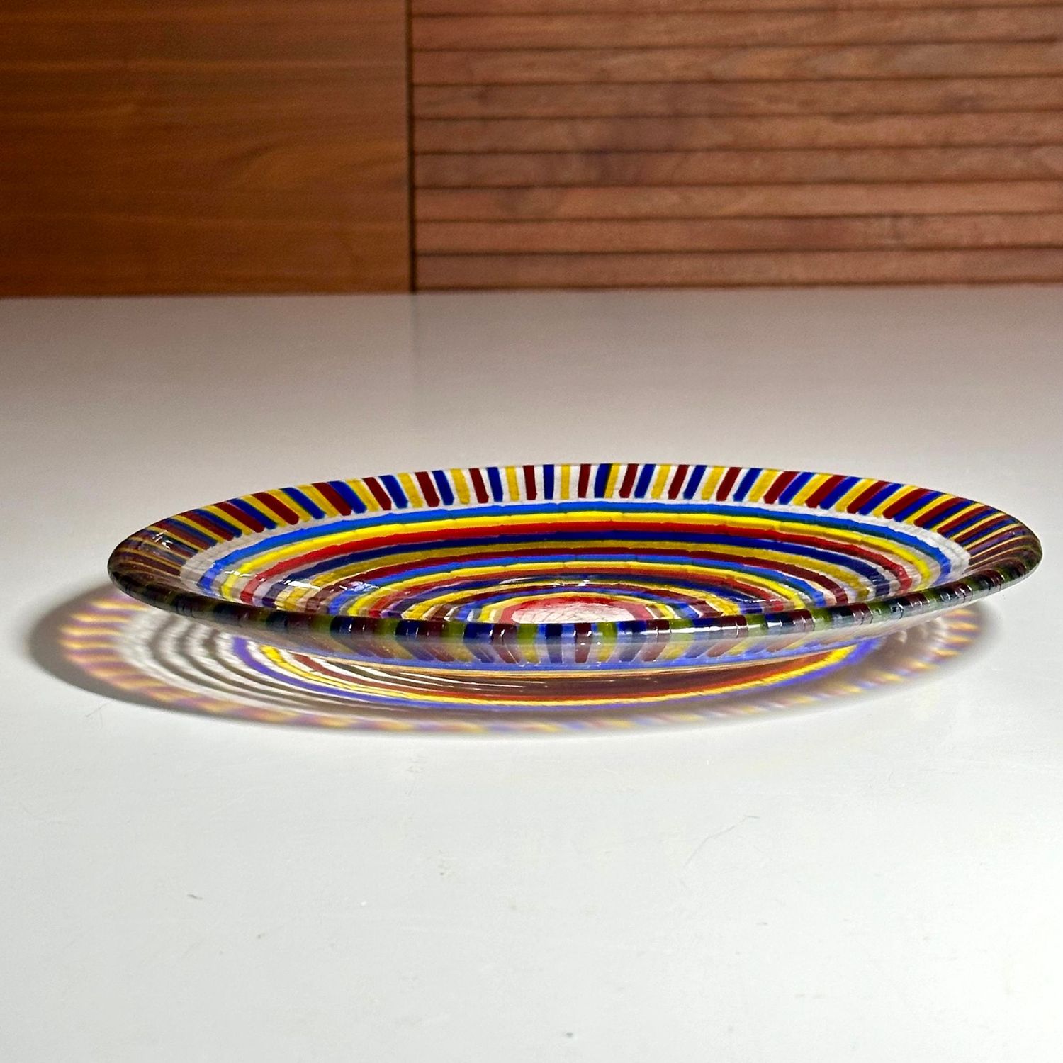 Aztec - Fused Glass - Medium Round Artwork - Primary Colours, Clear Aztec - Fused Glass - Medium Round Artwork - Primary Colours, Clear