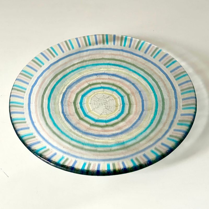 Aztec - Fused Glass - Medium Round Artwork - Tints, Clear Aztec - Fused Glass - Medium Round Artwork - Tints, Clear