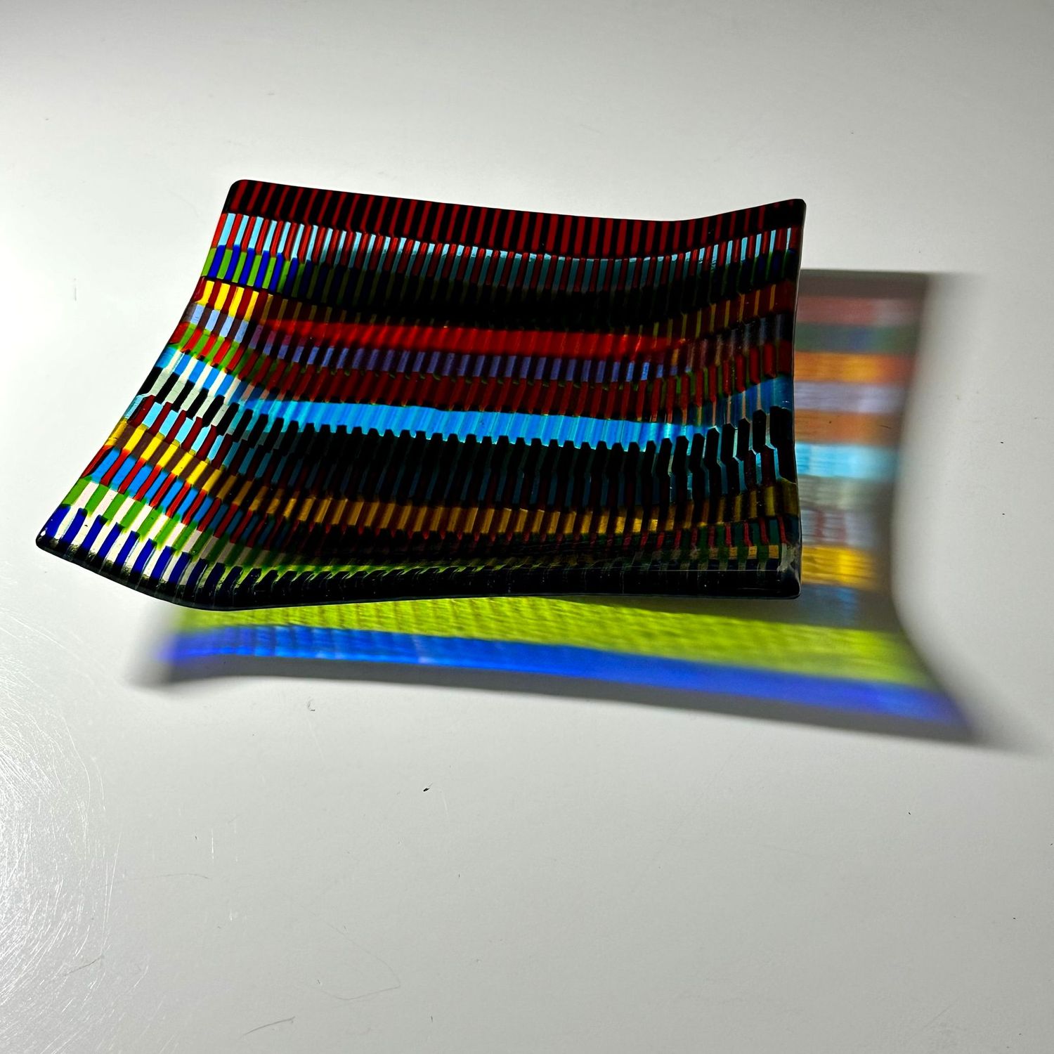 Aztec - Fused Glass - Large Angled Square Artwork - Multi Colours Aztec - Fused Glass - Large Angled Square Artwork - Multi Colours