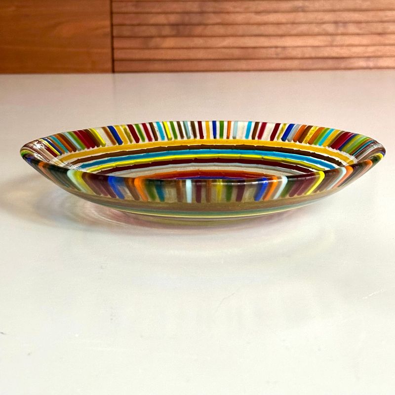 Aztec - Fused Glass - Medium Bowl - Multi Colours, Clear Aztec - Fused Glass - Medium Bowl - Multi Colours, Clear