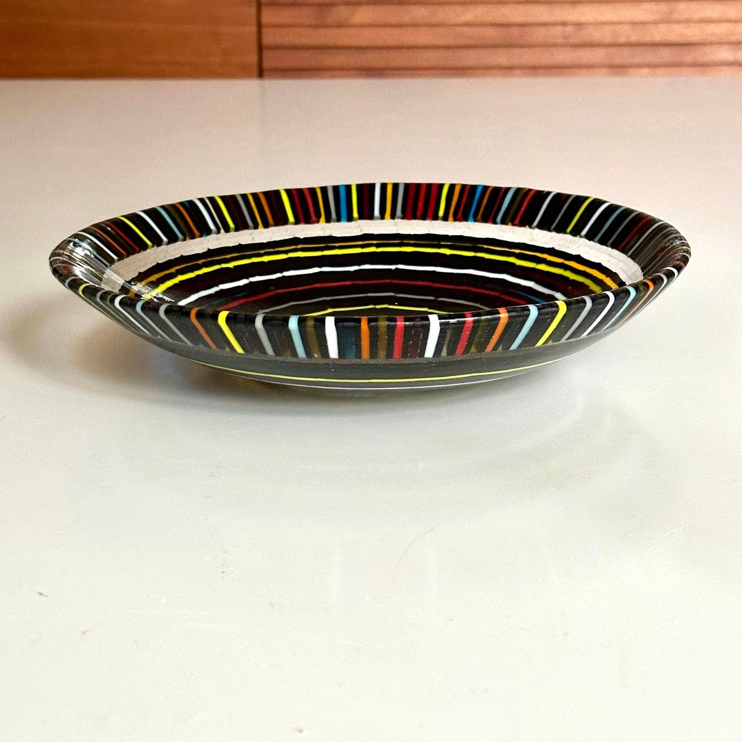 Aztec - Fused Glass - Medium Bowl - Black, Multi Colours Aztec - Fused Glass - Medium Bowl - Black, Multi Colours