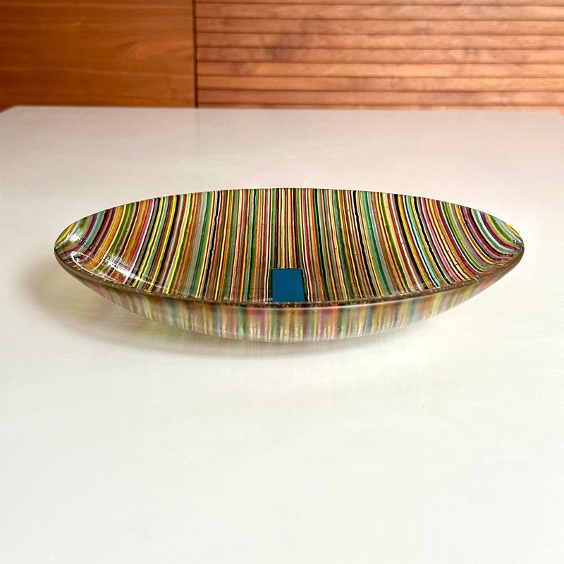 Stripes - Rainbow - Fused Glass - Medium Bowl - Multi Colours