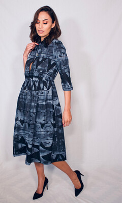 Natini Shirt Dress - Black Liquorice