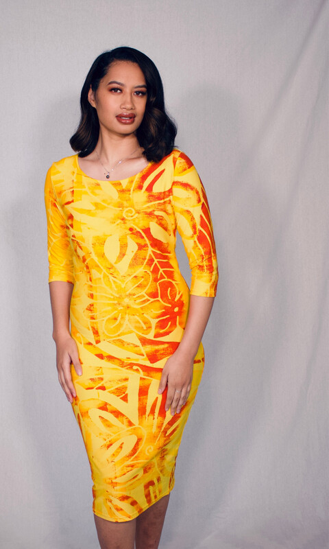 First Lady Dress - Yellow Red Colour Blend