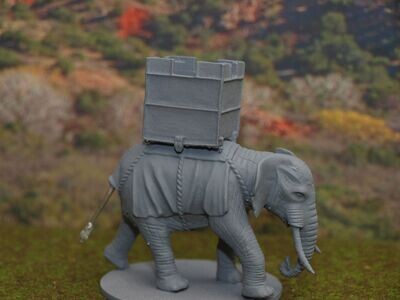 ELA01 Africian Elephant 1 with 2 man howdah(3D Printed)