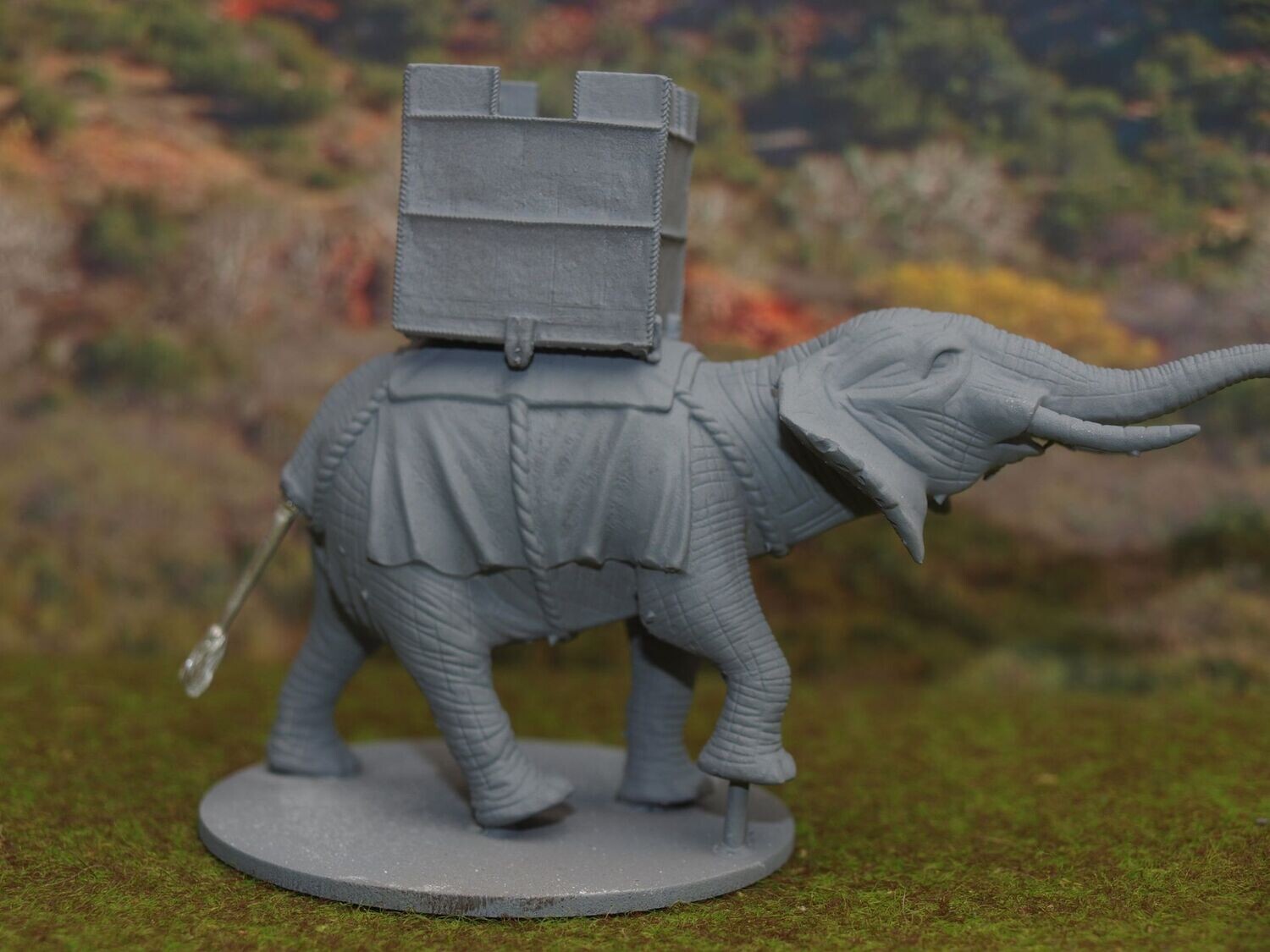 ELA02 African Elephant 2 with howdah, trunk raised