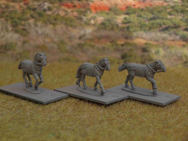 H13 horses in studded tackle
