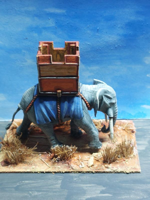 ELA01 African Elephant with howdah, trunk down