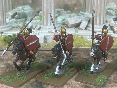CS35 Caesarian Cavalry in Montefortino Helmets with Spears CS35 Caesarian Cavalry in Montefortino Helmets with Spears